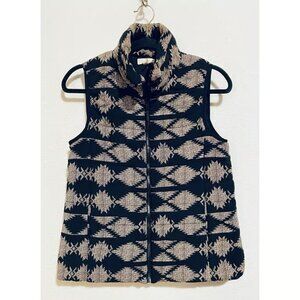Entro Vest Womens Medium Black Aztec Quilted Southwestern Full Zip Western Boho